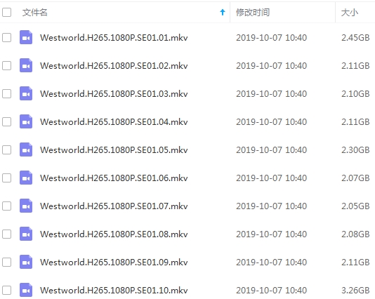 美剧《西部世界》Westworld全两季无删减英语中文字幕[MKV/42.12GB]百度云网盘下载