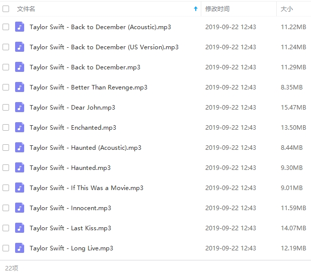 泰勒斯威夫特(Taylor Swift)22张专辑歌曲合集[FLAC/MP3/WAV/30.72GB]百度云网盘下载