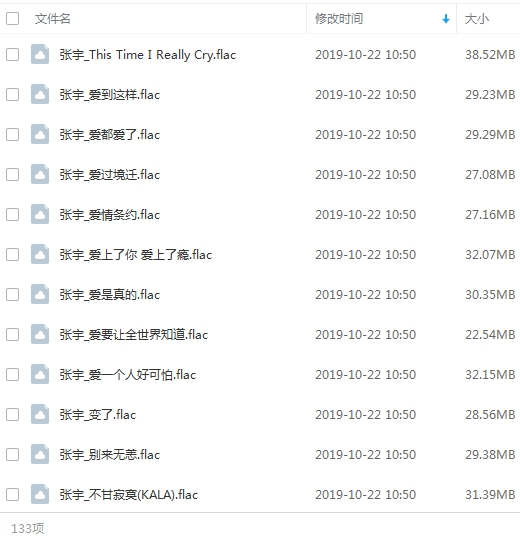 张宇歌曲合集20张专辑+精选集[WAV/FLAC/MP3/17.02GB]百度云网盘下载