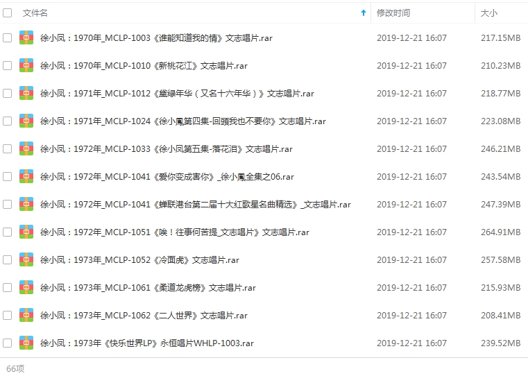 徐小凤66张专辑歌曲(1970-2013)无损合集[FLAC/APE/WAV/27.78GB]百度云网盘下载
