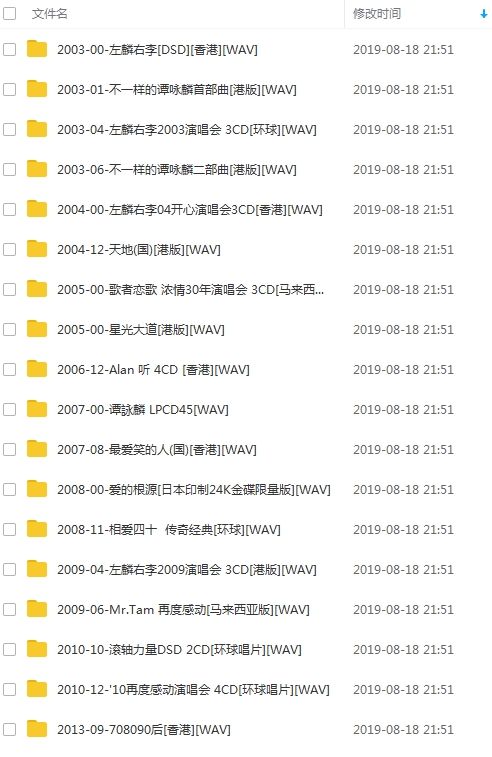 谭咏麟全部215张专辑无损WAV歌曲合集百度云网盘下载