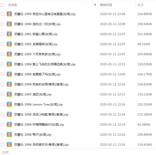 苏慧伦28张专辑歌曲合集[MP3/3.06GB]百度云网盘下载