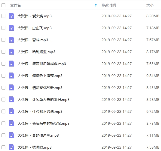 大张伟29张专辑80首歌曲MP3合集百度云网盘下载