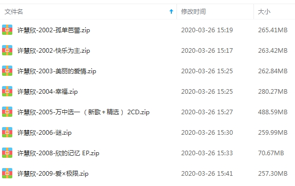 许慧欣8张专辑无损歌曲合集[APE/2.10GB]百度云网盘下载