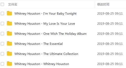 惠特妮休斯顿(Whitney Houston)6张专辑无损音质歌曲合集百度云网盘下载