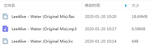 LeeAlive单曲纯音乐《Water (Original Mix)》[FLAC/MP3/25.26MB]百度云网盘下载