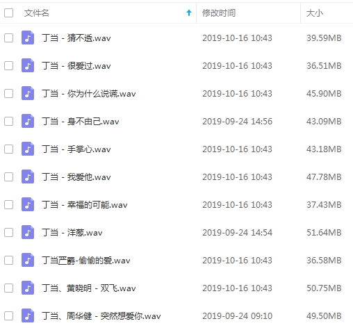 歌手丁当歌曲精选11首[WAV/481.93MB]百度云网盘下载