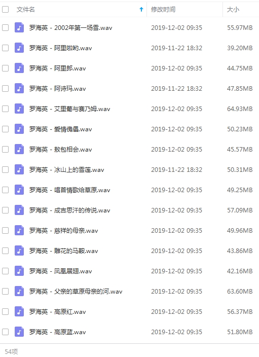 罗海英无损歌曲54首[WAV/2.69GB]百度云网盘下载