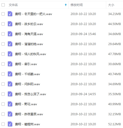 费翔无损歌曲精选12首[WAV/457.62MB]百度云网盘下载