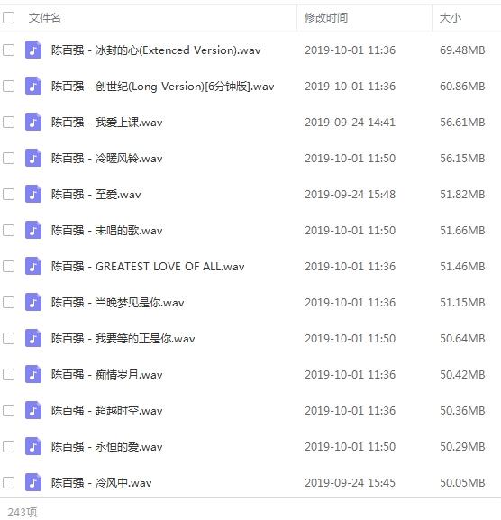 陈百强精选243首无损歌曲[WAV/9.44GB]百度云网盘下载