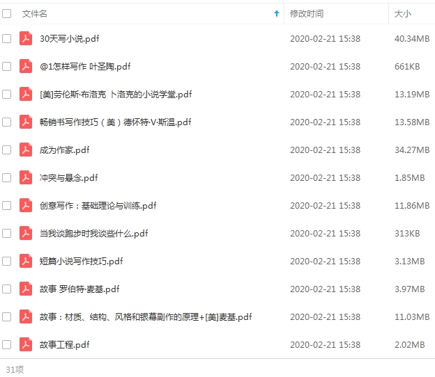 30本写作必读书籍电子书打包[PDF/438.86MB]百度云网盘下载