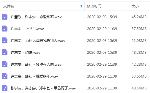 许志安无损歌曲精选7首[WAV/318.57MB]百度云网盘下载