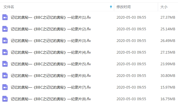 BBC纪录片《记忆的奥秘》八部合集英语中字[FLV/193.650MB]百度云网盘下载