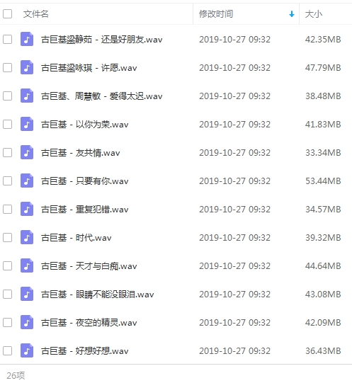 古巨基无损歌曲精选26首[WAV/1.18GB]百度云网盘下载