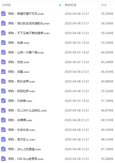 郑钧无损歌曲精选16首[WAV/753.91MB]百度云网盘下载