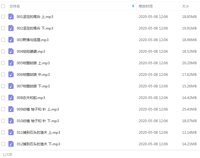 给孩子的75个中国文化传统故事+150个外国童话故事音频合集[MP3/2.98GB]百度云网盘下载