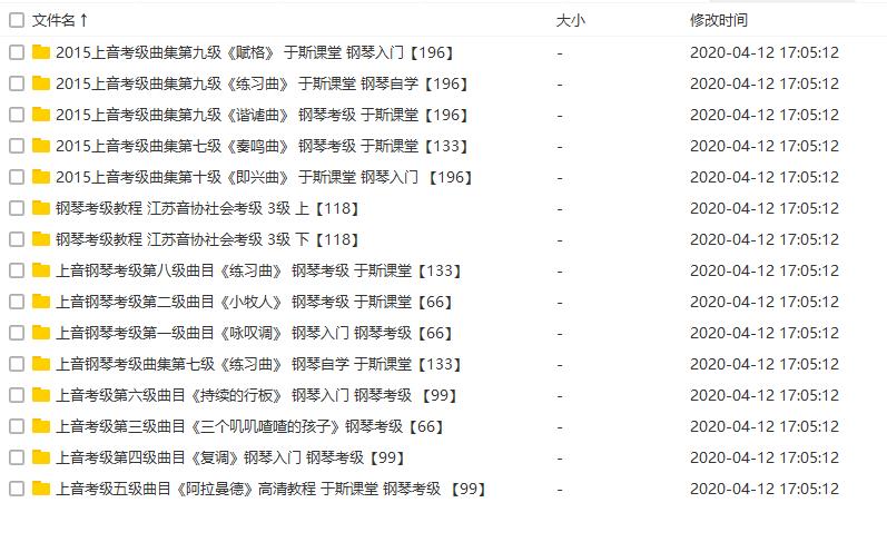 钢琴教学启蒙+基础+指法练习+进阶+考级教程合集打包[RMVB/FLV/PDF/MP4/MP3/76.00GB]百度云网盘下载