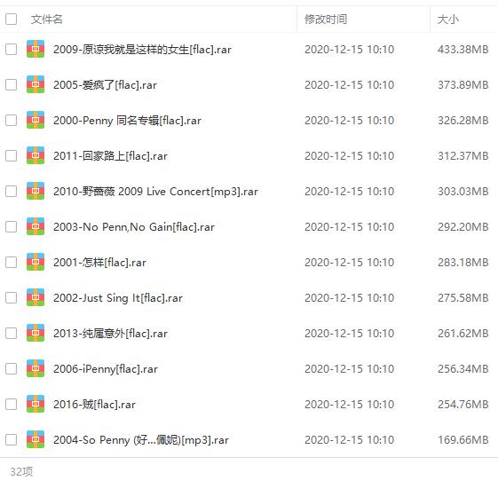 戴佩妮(2000-2019)12张专辑歌曲合集[FLAC/MP3/6.00GB]百度云网盘下载