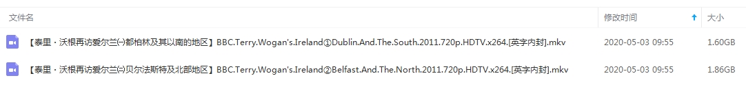 BBC纪录片《泰里・沃根再访爱尔兰》视频2集英语中字[MKV/3.45GB]百度云网盘下载